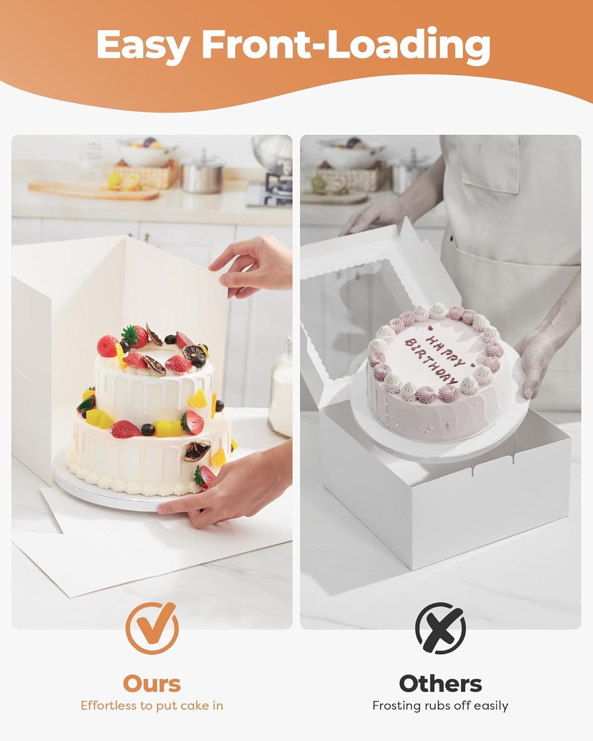 Caja de Pastel de 10x10x10 Pulgadas con Ventana, Contenedor Desechable para Pasteles de Varias Capas, Decoración para Bodas, Cumpleaños y Fiestas, Marca Blanca de Fabricante con Logo Personalizado.