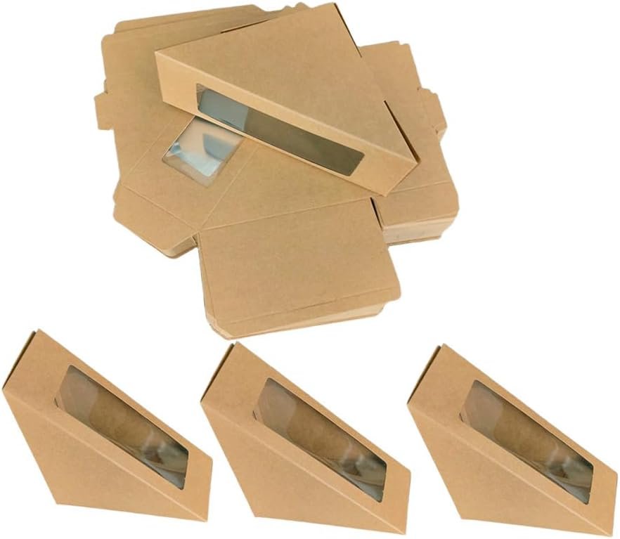 Cajas de Cartón para Sándwiches con Ventana Transparente, Empaques de Alimentos para Repostería, Marca Blanca, 100 Pack, Proveedor Fábrica