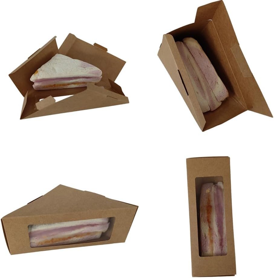Cajas de Cartón para Sándwiches con Ventana Transparente, Empaques de Alimentos para Repostería, Marca Blanca, 100 Pack, Proveedor Fábrica