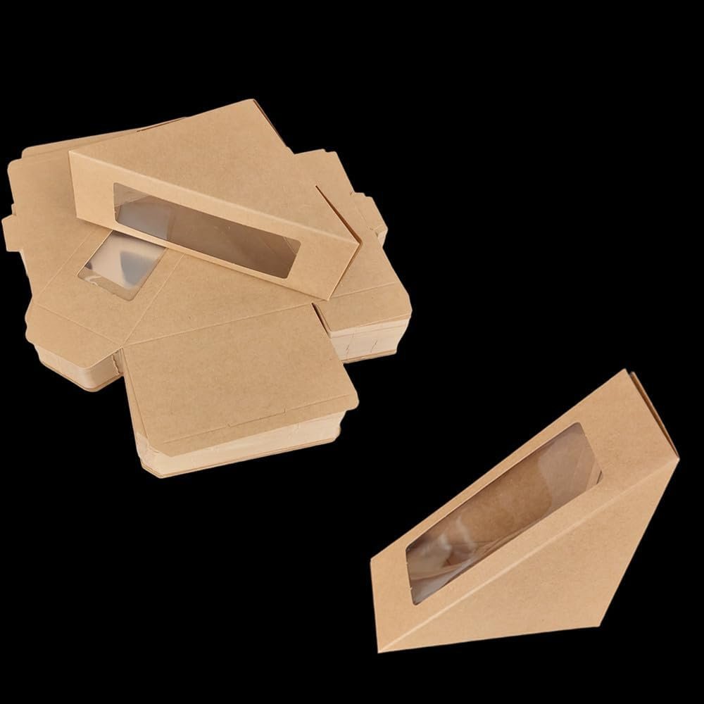 Cajas de Cartón para Sándwiches con Ventana Transparente, Empaques de Alimentos para Repostería, Marca Blanca, 100 Pack, Proveedor Fábrica