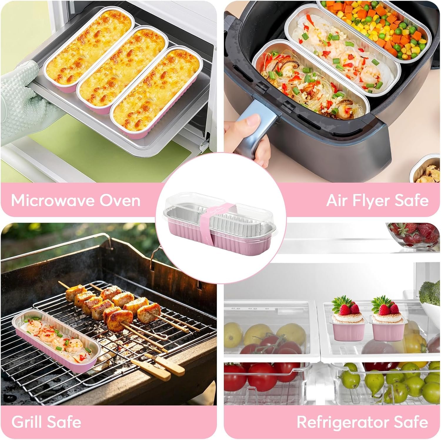 Logo Personalizado Bandeja de Pastel Mini Desechable Rectangular con Tapas y Cucharas, Ideal para Fiestas y Picnics, Marca Blanca de Fábrica.