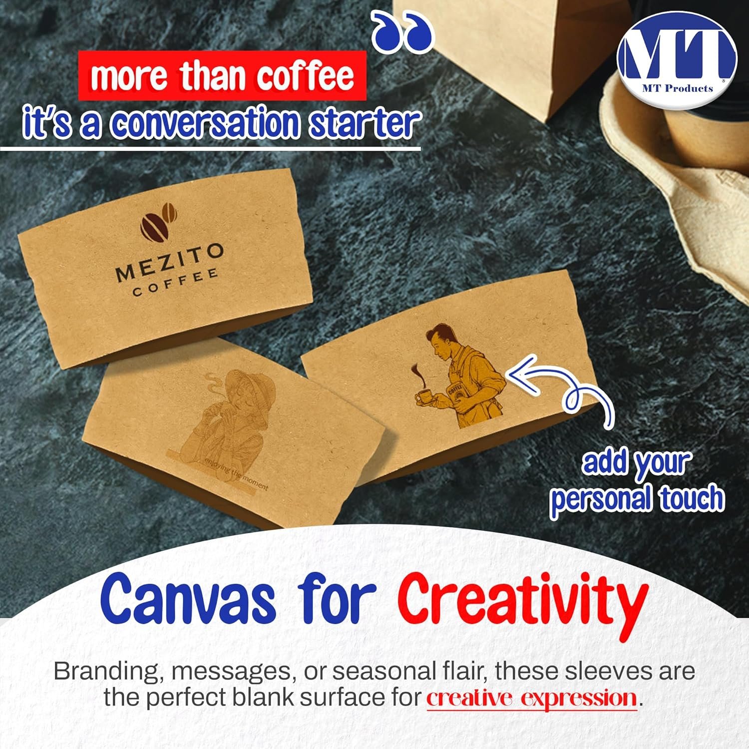 Logo Personalizado para mangas de copa impresas ajustadas - Mangas personalizadas para vasos desechables de café caliente con tapa - Pack de 25-100 por Proveedor.