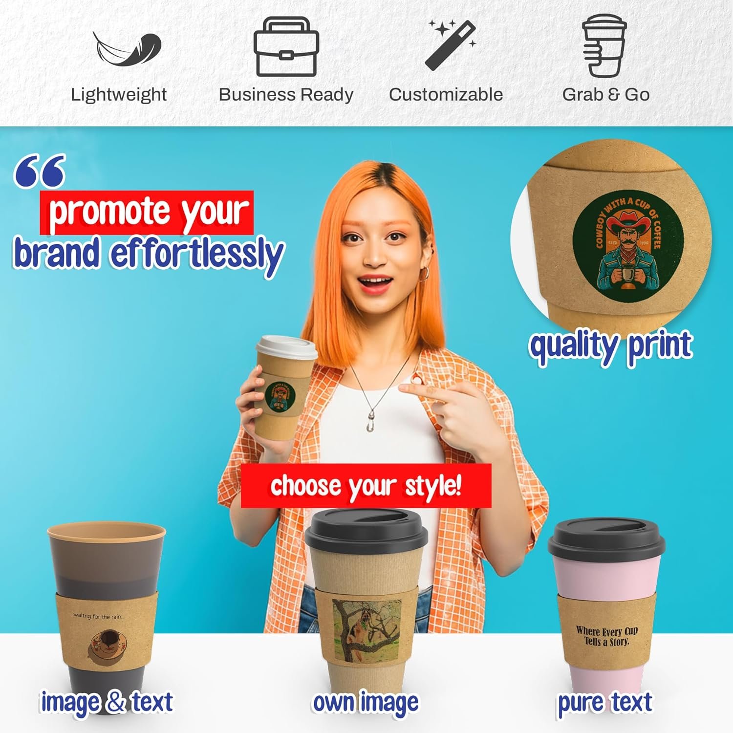 Logo Personalizado para mangas de copa impresas ajustadas - Mangas personalizadas para vasos desechables de café caliente con tapa - Pack de 25-100 por Proveedor.