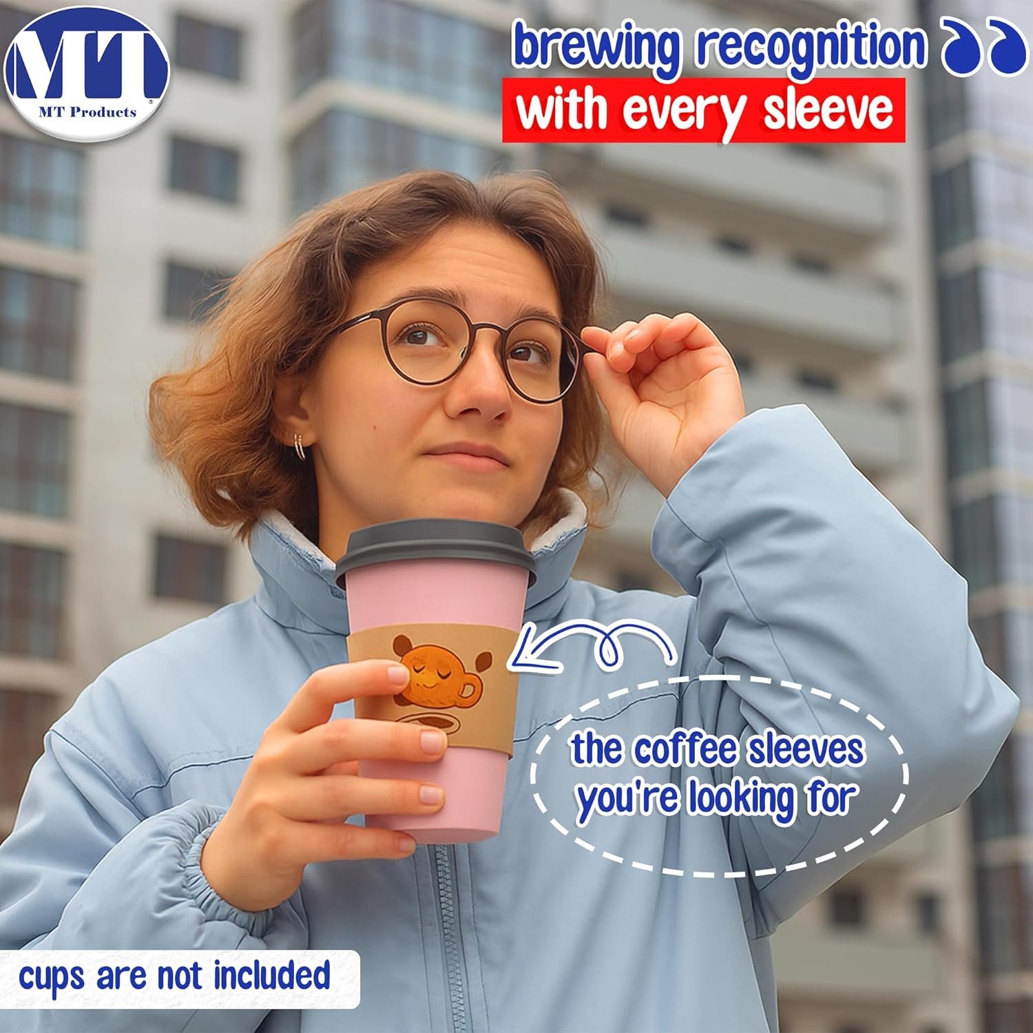 Logo Personalizado para mangas de copa impresas ajustadas - Mangas personalizadas para vasos desechables de café caliente con tapa - Pack de 25-100 por Proveedor.