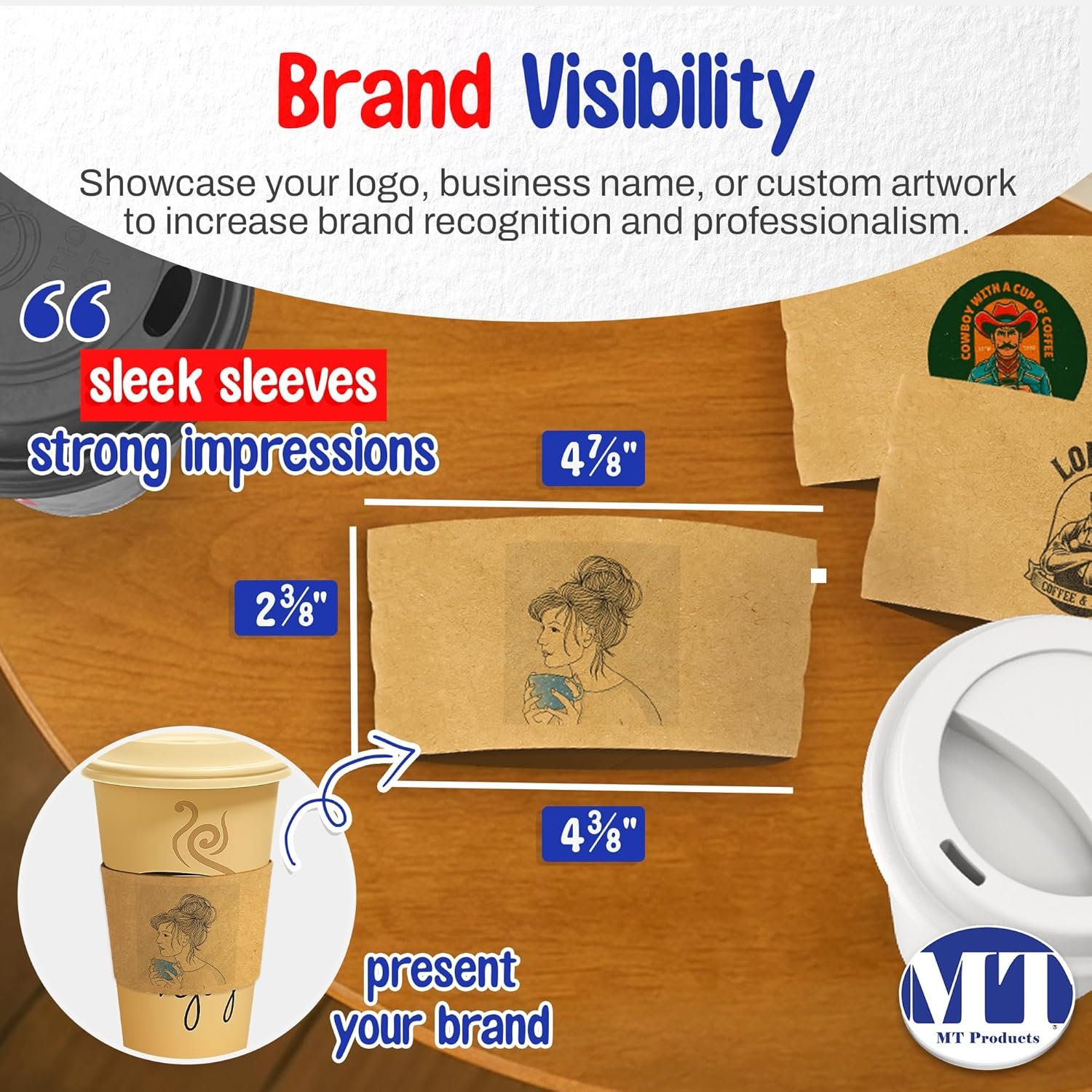 Logo Personalizado para mangas de copa impresas ajustadas - Mangas personalizadas para vasos desechables de café caliente con tapa - Pack de 25-100 por Proveedor.