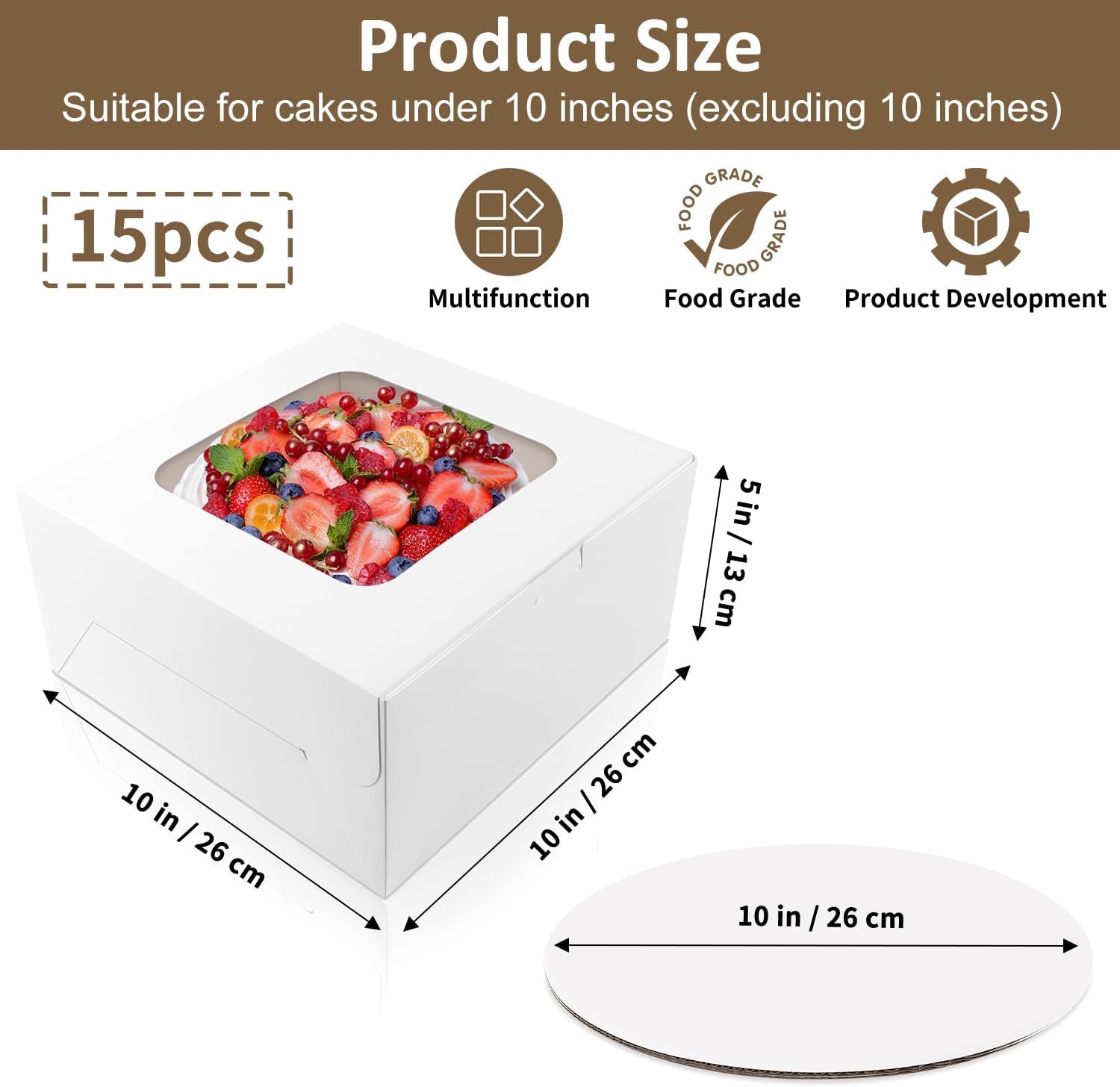 Logo Personalizado Cajas para Pasteles 15 Sets, 10x10x5 Pulgadas, con Bases para Pasteles y Stickers, Contenedores Desechables con Tapa para Cheesecake y Tartas, Marca Blanca de Fábrica. Logo Personalizado Cajas para Pasteles 15 Sets, 10x10x5 Pulgadas, con Bases para Pasteles y Stickers, Contenedores Desechables con Tapa para Cheesecake y Tartas, Marca Blanca de Fábrica.