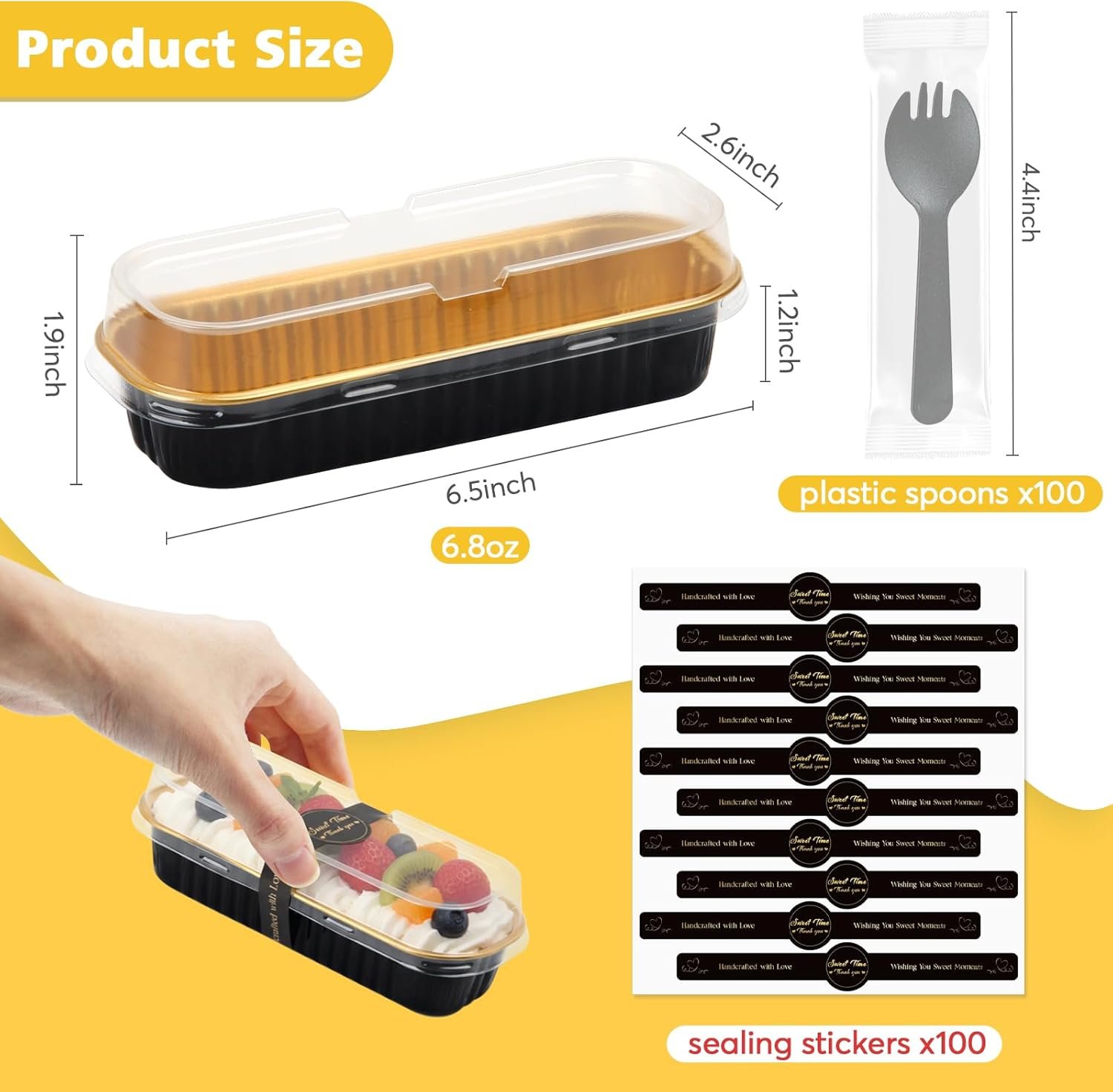 Logo Personalizado 100 Piezas de Moldes para Pan Mini con Tapa y Cucharas, Moldes Desechables de Aluminio, Moldes Rectangulares con Tapa para el Hogar, Fiestas, Picnics, Proveedor de Calidad.