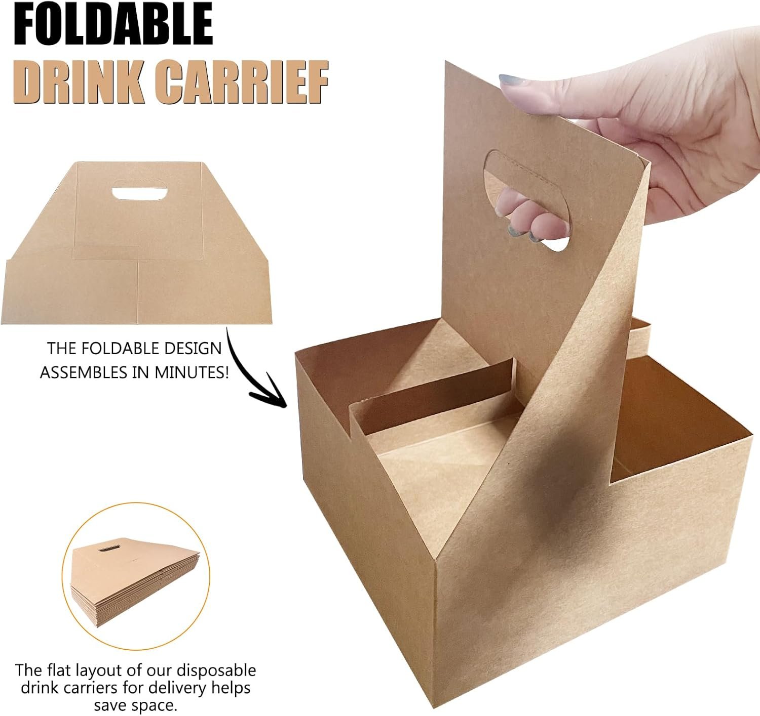 Logo Personalizado Soporte para Bebidas de Café de 50 Piezas con Mango (4 Tazas), Portavasos Desechables para Entregas de Bebidas y Comida, Ideal para Cafés, Fabricante de Soluciones de Empaque Logo Personalizado Soporte para Bebidas de Café de 50 Piezas con Mango (4 Tazas), Portavasos Desechables para Entregas de Bebidas y Comida, Ideal para Cafés, Fabricante de Soluciones de Empaque