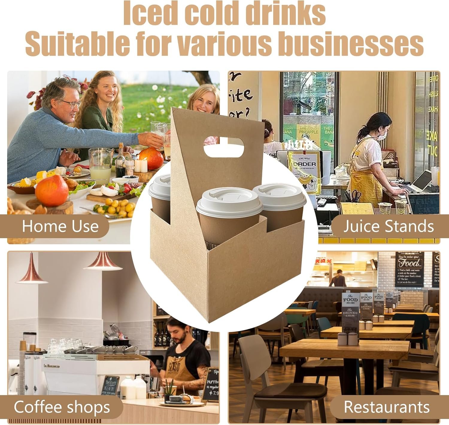 Logo Personalizado Soporte para Bebidas de Café de 50 Piezas con Mango (4 Tazas), Portavasos Desechables para Entregas de Bebidas y Comida, Ideal para Cafés, Fabricante de Soluciones de Empaque Logo Personalizado Soporte para Bebidas de Café de 50 Piezas con Mango (4 Tazas), Portavasos Desechables para Entregas de Bebidas y Comida, Ideal para Cafés, Fabricante de Soluciones de Empaque