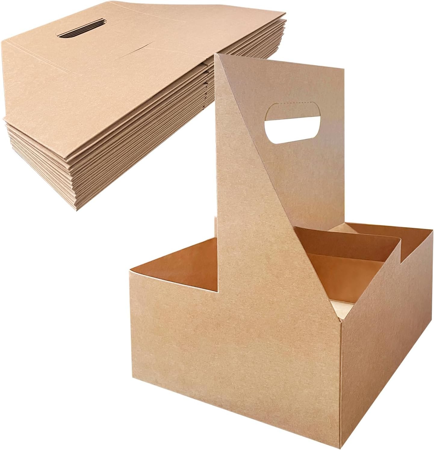 Logo Personalizado Soporte para Bebidas de Café de 50 Piezas con Mango (4 Tazas), Portavasos Desechables para Entregas de Bebidas y Comida, Ideal para Cafés, Fabricante de Soluciones de Empaque