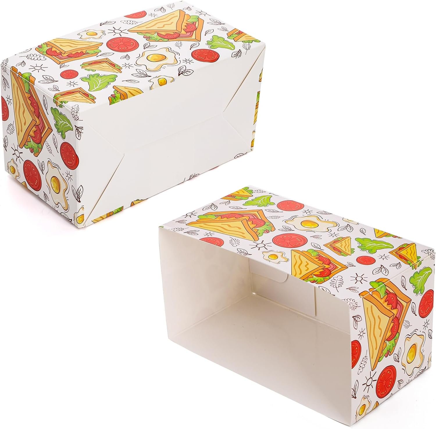 Logo Personalizado Cajas de Papel Desechables para Sándwich, Contenedores para Sándwich de Huevo, Mini Cajas para Hamburguesas, Bandeja para Tostadas, ideal para Papas a la Francesa, Postres Artesanales, Waffles, Pasteles, Proveedor.