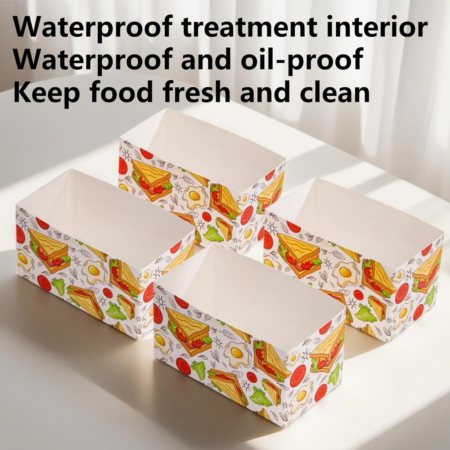 Logo Personalizado Cajas de Papel Desechables para Sándwich, Contenedores para Sándwich de Huevo, Mini Cajas para Hamburguesas, Bandeja para Tostadas, ideal para Papas a la Francesa, Postres Artesanales, Waffles, Pasteles, Proveedor.