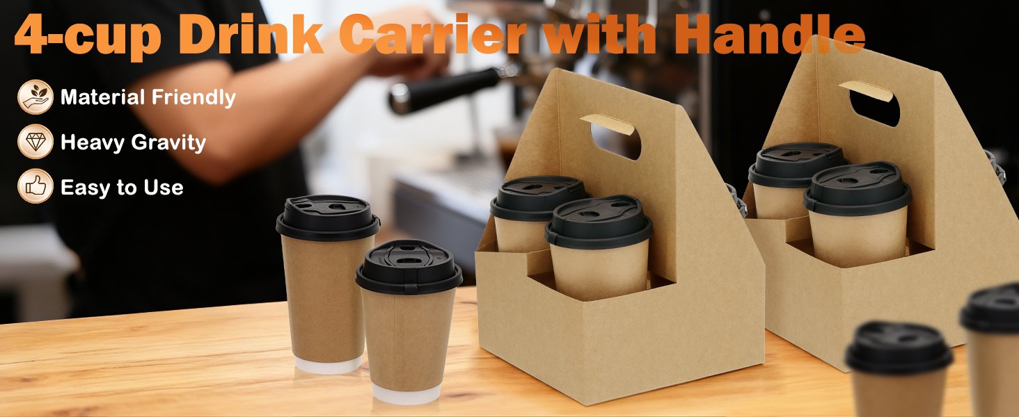 Logo Personalizado Porta Bebidas de Cartón para 4 Tazas con Asa, 30 Piezas Soporte Desechable para Comida para Llevar, Capacidad de 12oz a 32oz, Ideal para Bebidas Calientes y Frías, Fábrica de Soluciones de Empaque Logo Personalizado Porta Bebidas de Cartón para 4 Tazas con Asa, 30 Piezas Soporte Desechable para Comida para Llevar, Capacidad de 12oz a 32oz, Ideal para Bebidas Calientes y Frías, Fábrica de Soluciones de Empaque
