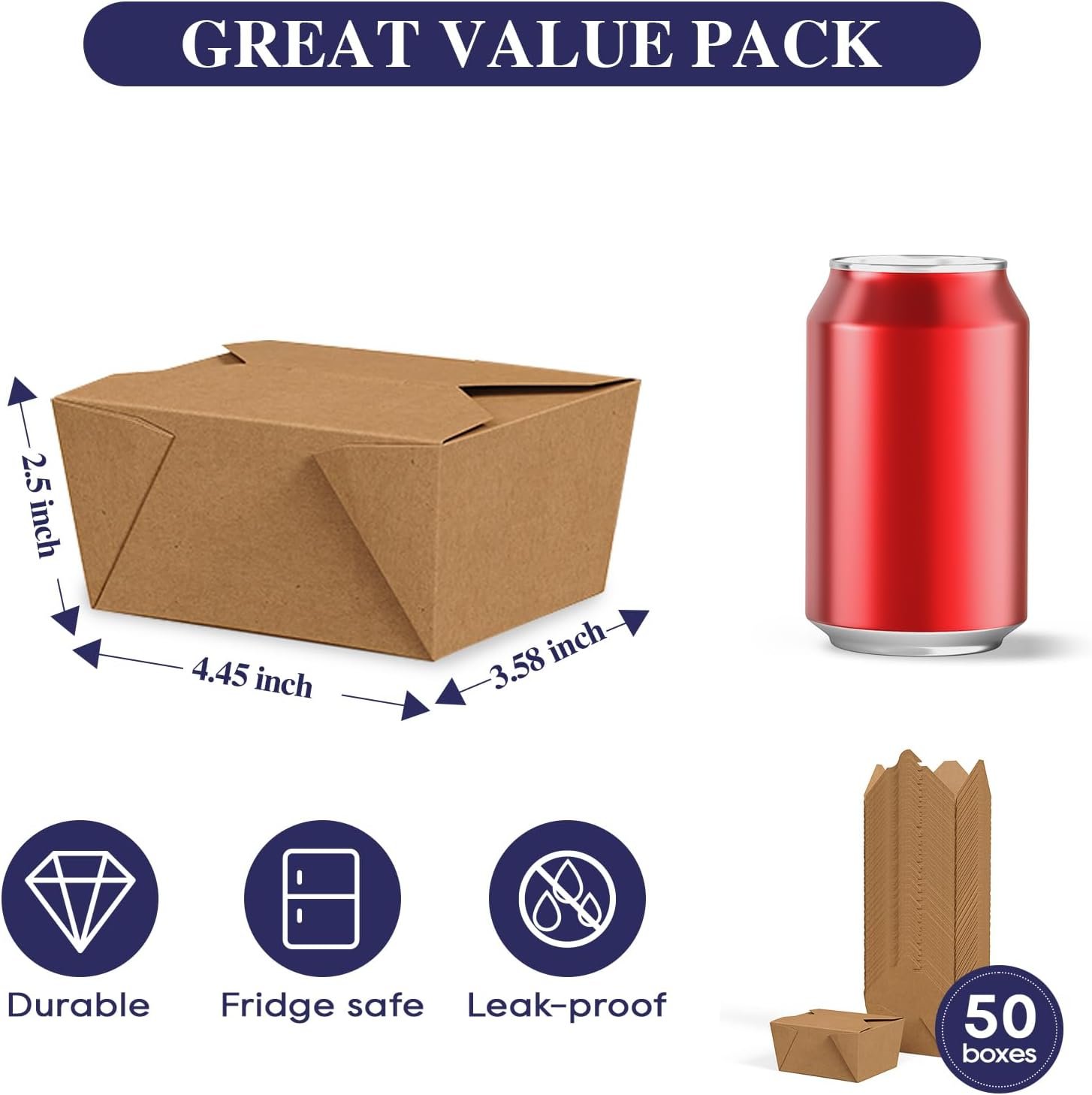 Contenedores de comida para llevar de 27 oz, cajas kraft marrón resistentes a grasas, personalización de logo, ideales para restaurantes, oficinas, picnics y hogares, marca blanca de calidad de fábrica.