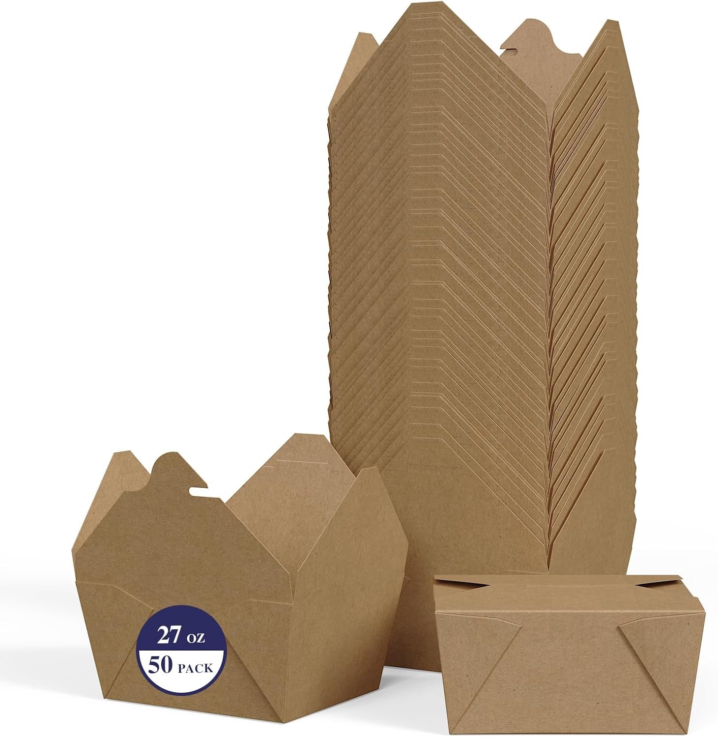 Contenedores de comida para llevar de 27 oz, cajas kraft marrón resistentes a grasas, personalización de logo, ideales para restaurantes, oficinas, picnics y hogares, marca blanca de calidad de fábrica.