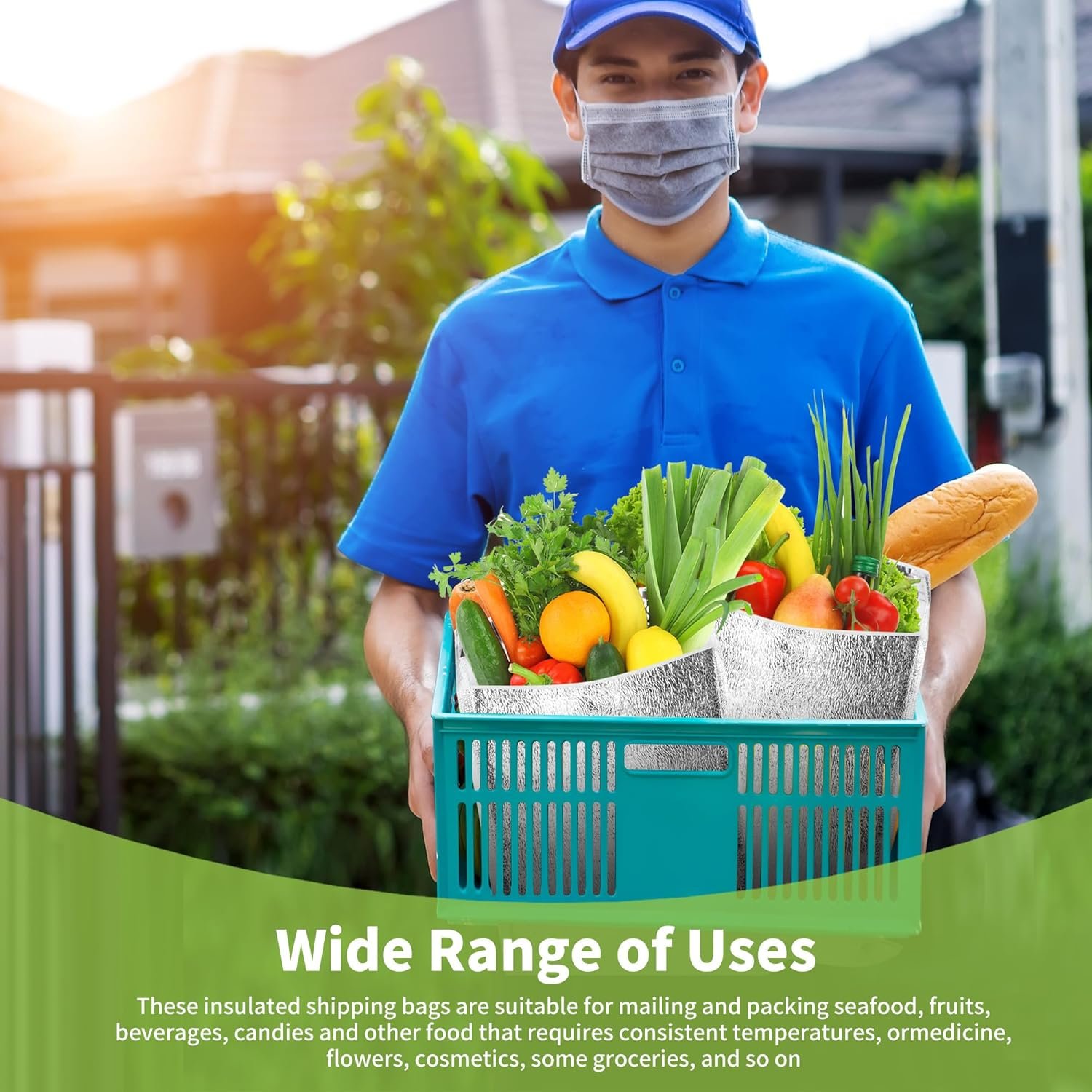 Bolsas Térmicas Reutilizables 13.8'' x 15.7'' 25 Pcs, Personalizadas con Logo, Aislantes para Envíos y Entregas, Proveedor de Forros Térmicos para Empaque de Alimentos.