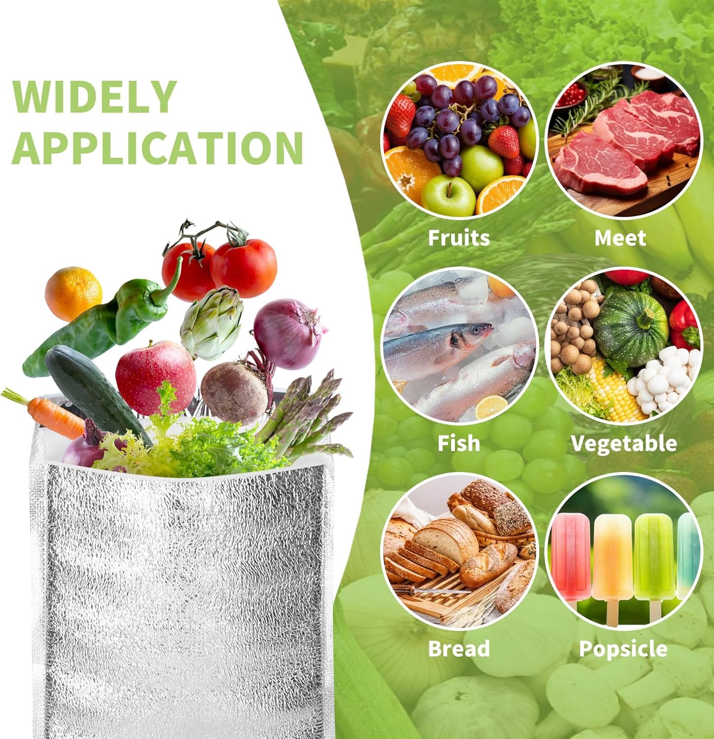 Bolsas Térmicas Reutilizables 13.8'' x 15.7'' 25 Pcs, Personalizadas con Logo, Aislantes para Envíos y Entregas, Proveedor de Forros Térmicos para Empaque de Alimentos.