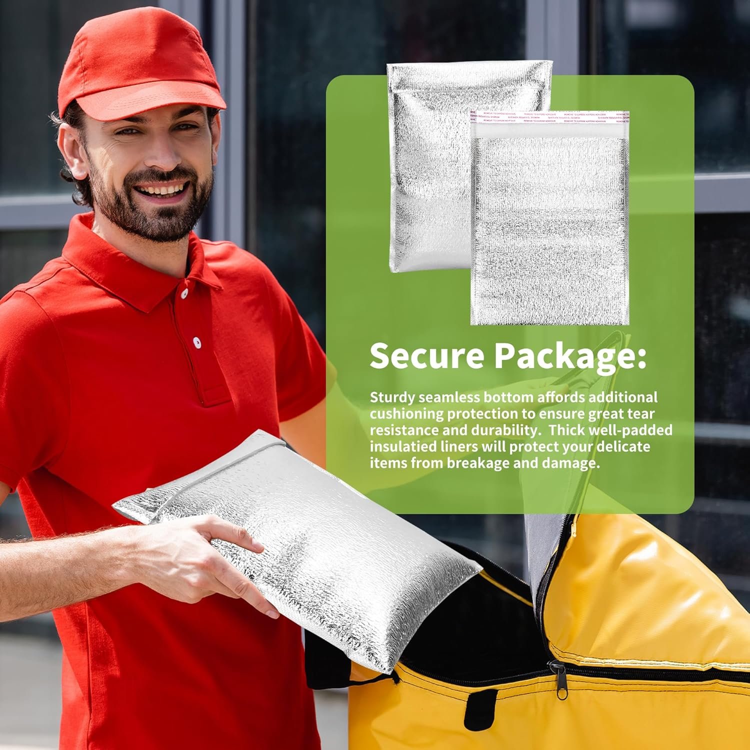 Bolsas Térmicas Reutilizables 13.8'' x 15.7'' 25 Pcs, Personalizadas con Logo, Aislantes para Envíos y Entregas, Proveedor de Forros Térmicos para Empaque de Alimentos.