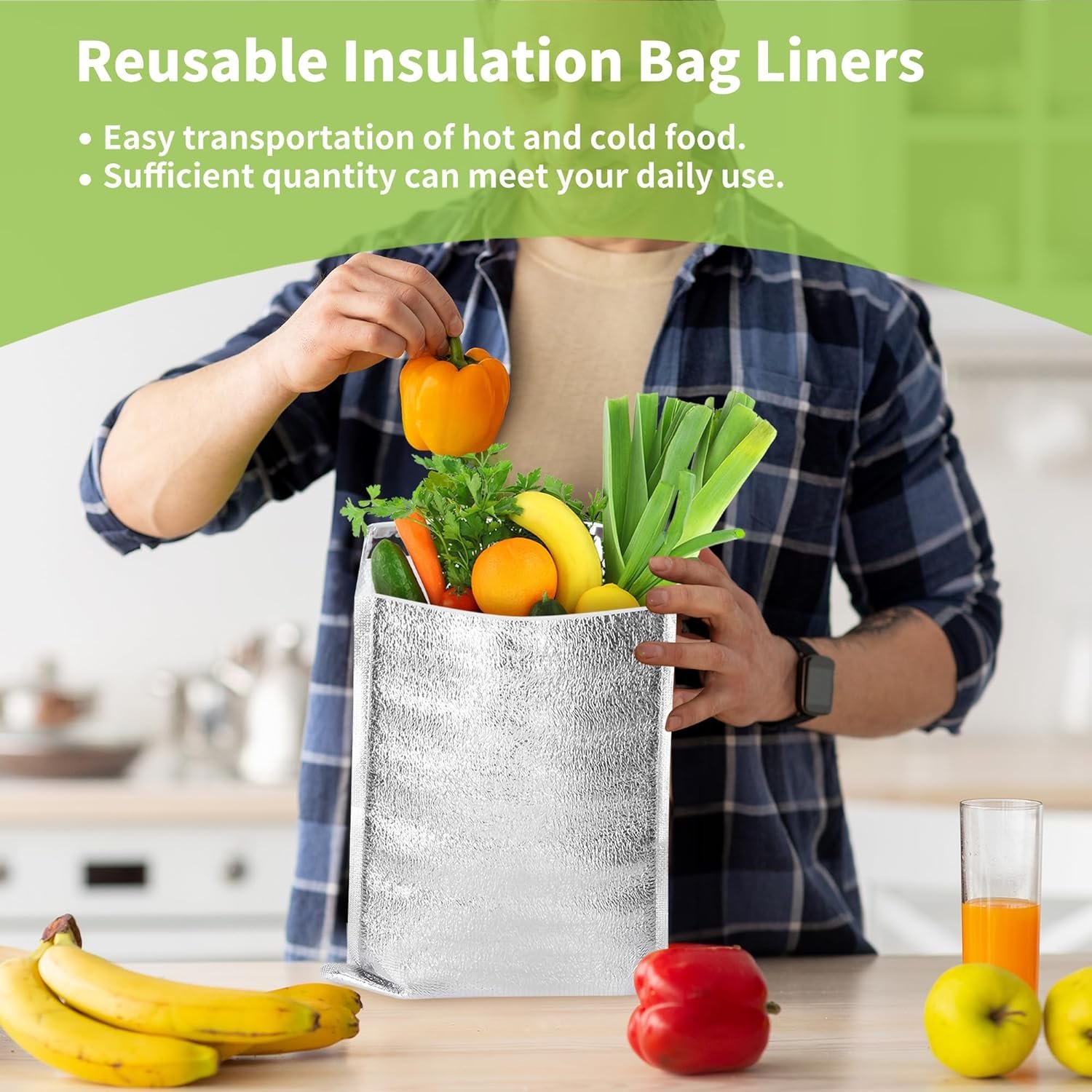 Bolsas Térmicas Reutilizables 13.8'' x 15.7'' 25 Pcs, Personalizadas con Logo, Aislantes para Envíos y Entregas, Proveedor de Forros Térmicos para Empaque de Alimentos.