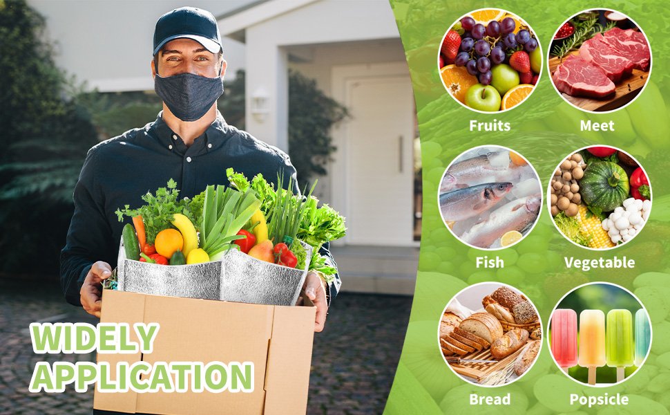 Bolsas Térmicas Reutilizables 13.8'' x 15.7'' 25 Pcs, Personalizadas con Logo, Aislantes para Envíos y Entregas, Proveedor de Forros Térmicos para Empaque de Alimentos.