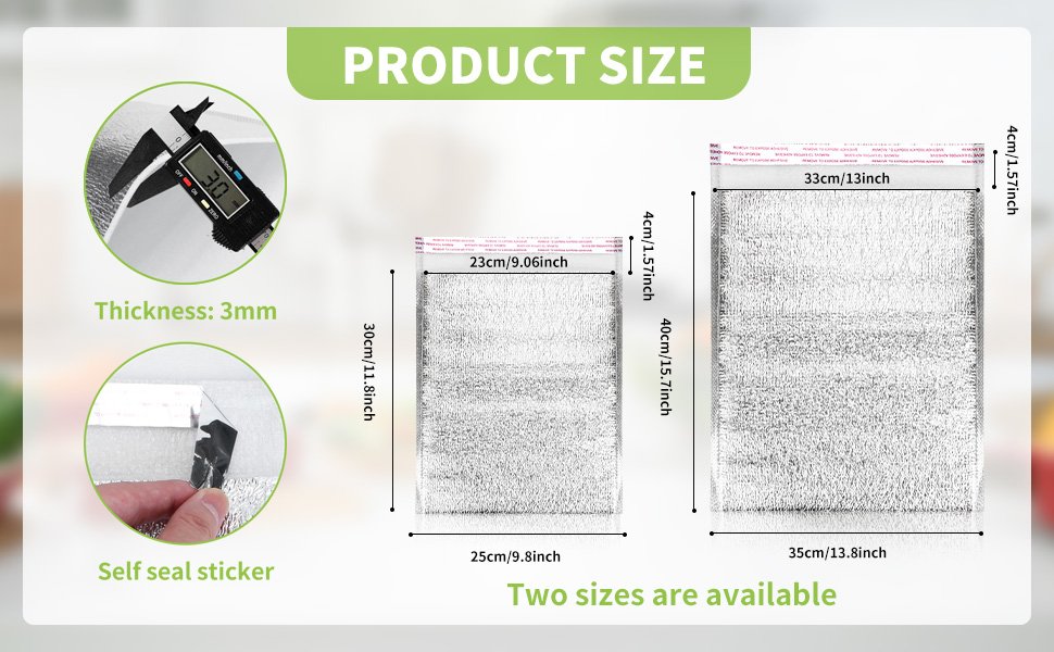 Bolsas Térmicas Reutilizables 13.8'' x 15.7'' 25 Pcs, Personalizadas con Logo, Aislantes para Envíos y Entregas, Proveedor de Forros Térmicos para Empaque de Alimentos.