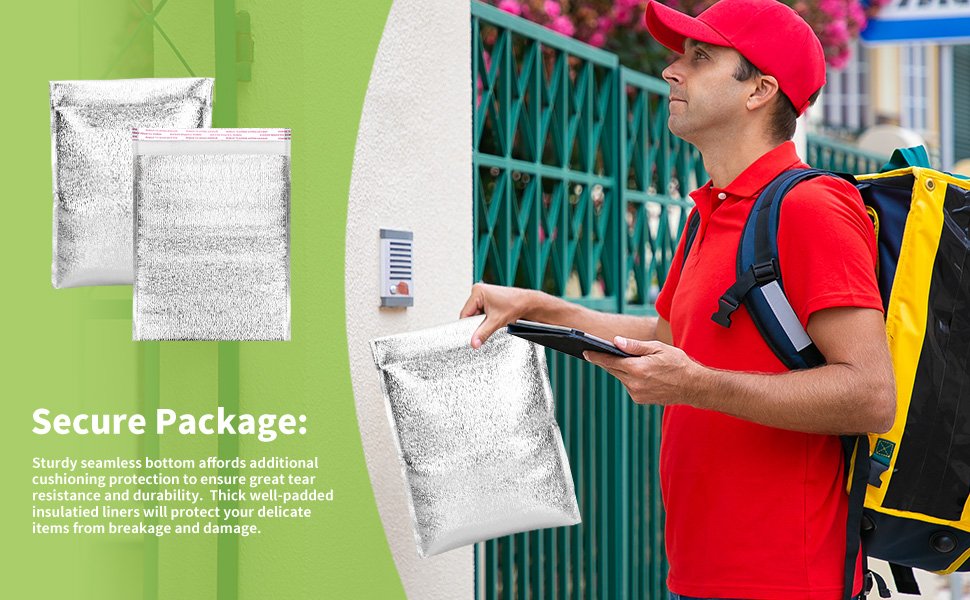 Bolsas Térmicas Reutilizables 13.8'' x 15.7'' 25 Pcs, Personalizadas con Logo, Aislantes para Envíos y Entregas, Proveedor de Forros Térmicos para Empaque de Alimentos.