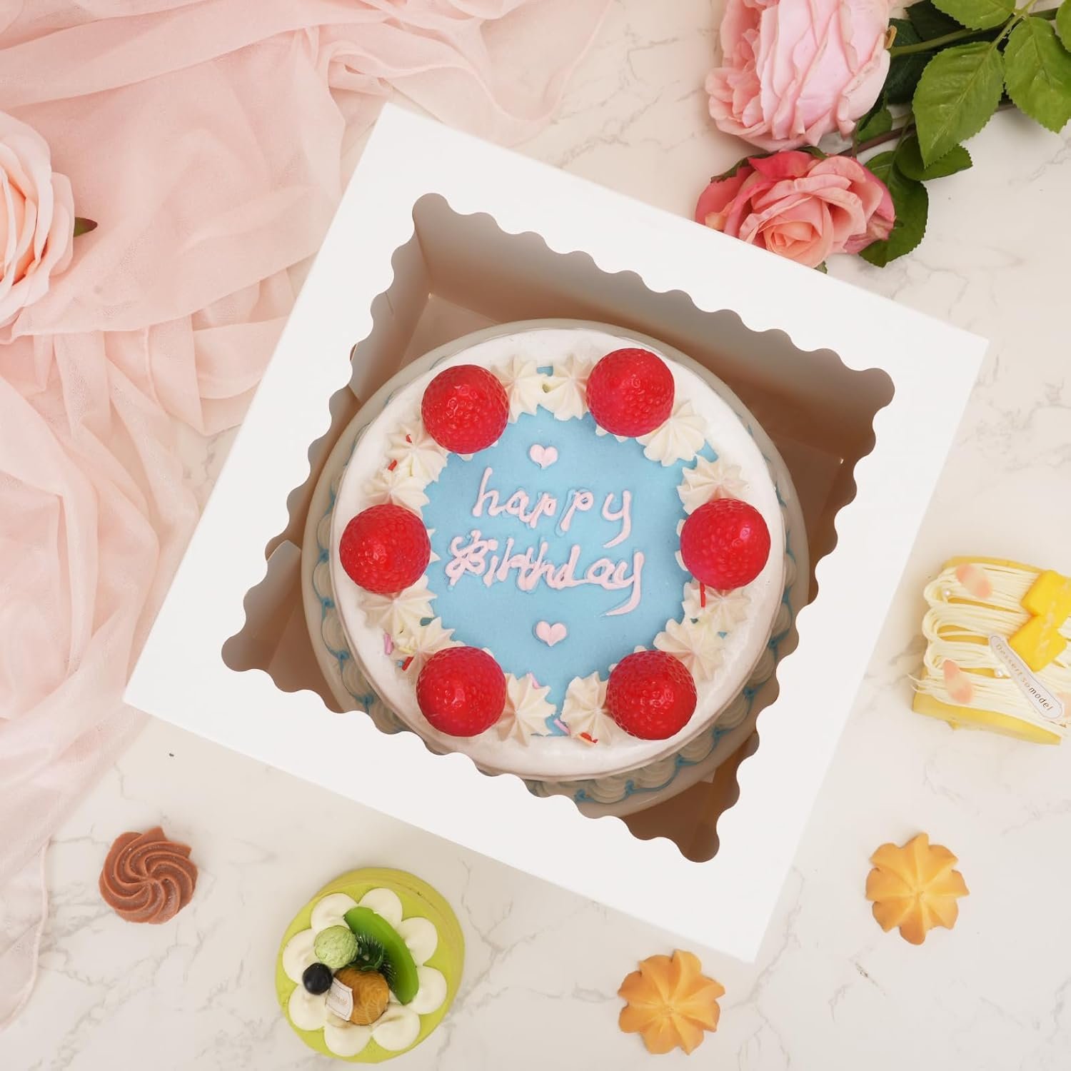 Logo Personalizado Cajas de Pasteles Desechables de 8 Pulgadas con Ventana Grande, Ideal para Fiestas y Eventos, Marca Blanca, Proveedor de Contenedores para Tartas y Cupcakes (8x8x8 Pulgadas)