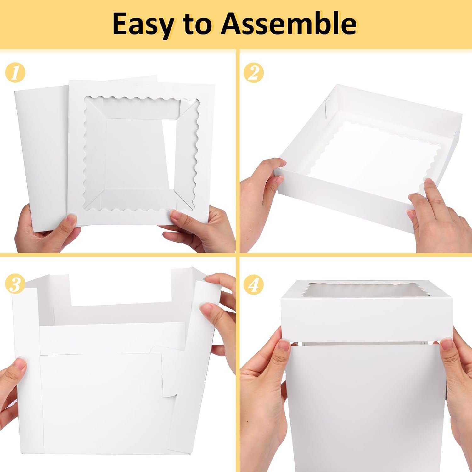 Logo Personalizado Cajas de Pasteles Desechables de 8 Pulgadas con Ventana Grande, Ideal para Fiestas y Eventos, Marca Blanca, Proveedor de Contenedores para Tartas y Cupcakes (8x8x8 Pulgadas)