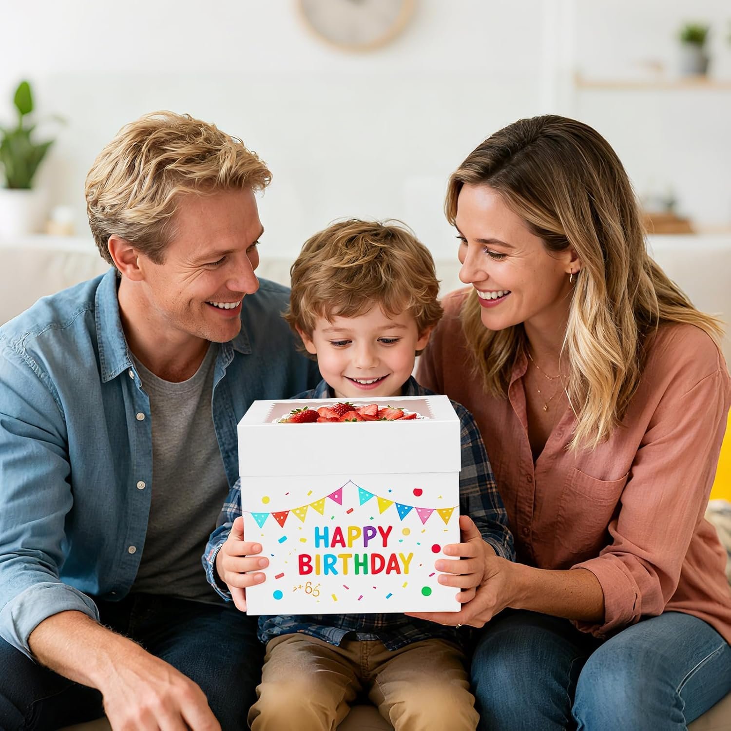 Logo Personalizado Cajas de Pasteles Desechables de 8 Pulgadas con Ventana Grande, Ideal para Fiestas y Eventos, Marca Blanca, Proveedor de Contenedores para Tartas y Cupcakes (8x8x8 Pulgadas)