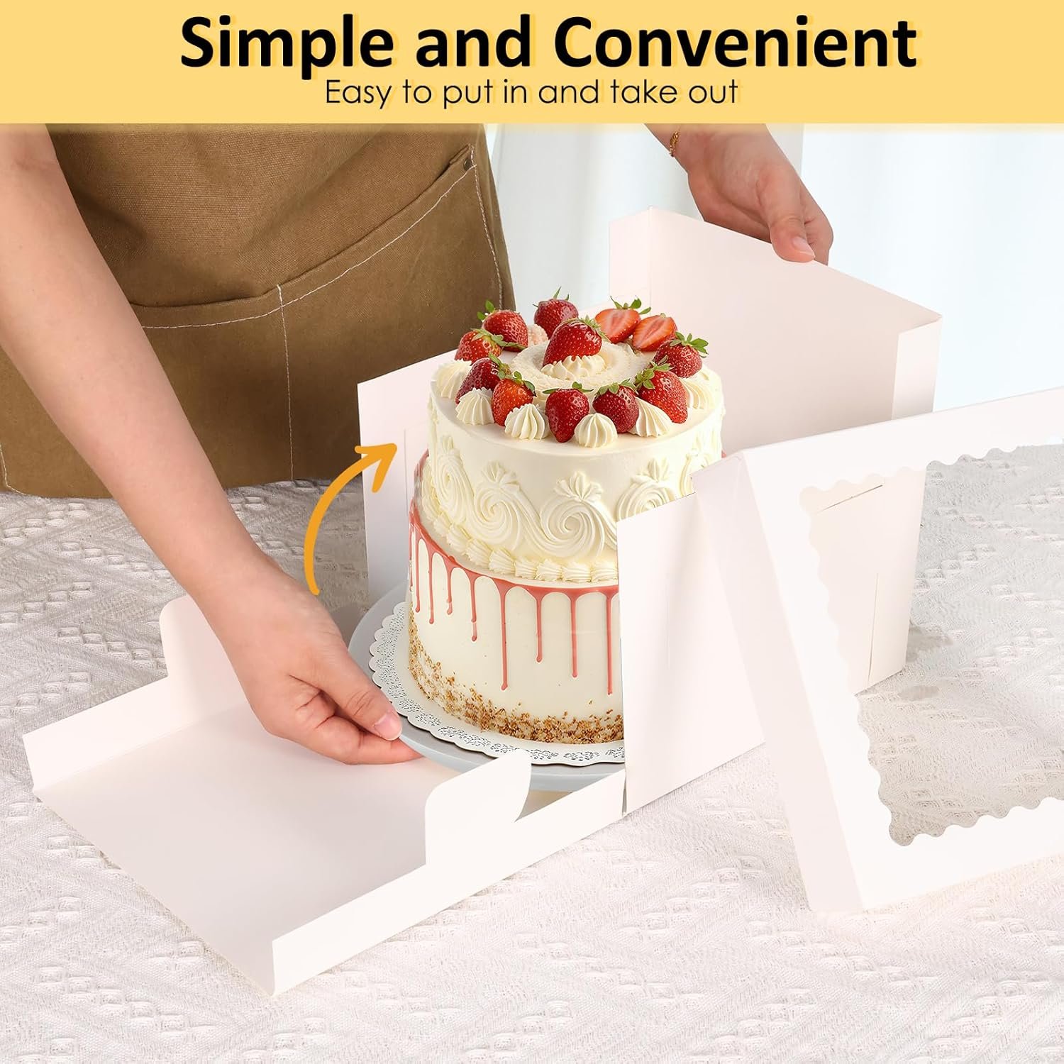 Logo Personalizado Cajas de Pasteles Desechables de 8 Pulgadas con Ventana Grande, Ideal para Fiestas y Eventos, Marca Blanca, Proveedor de Contenedores para Tartas y Cupcakes (8x8x8 Pulgadas)