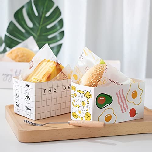 Contenedores de Comida para Llevar, Cajas para Sándwich con Logo Personalizado (50 Unidades) - Envases para Hot Dog, Donut y Waffles, Ideal para Picnic y Fiesta - Proveedor de Marca Blanca.