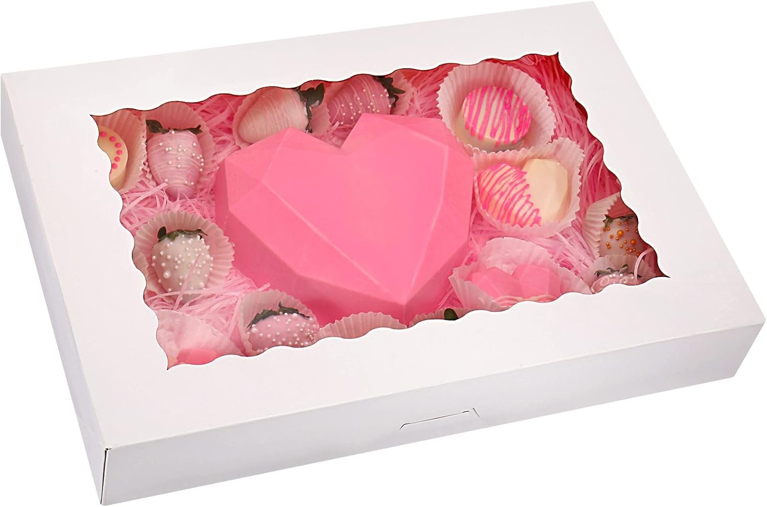 Caja de pastelería con ventana para 12 donas, 20-pack 16" x 11" x 2.5", Marca Blanca para galletas y dulces, confeccionada por nuestro Proveedor.