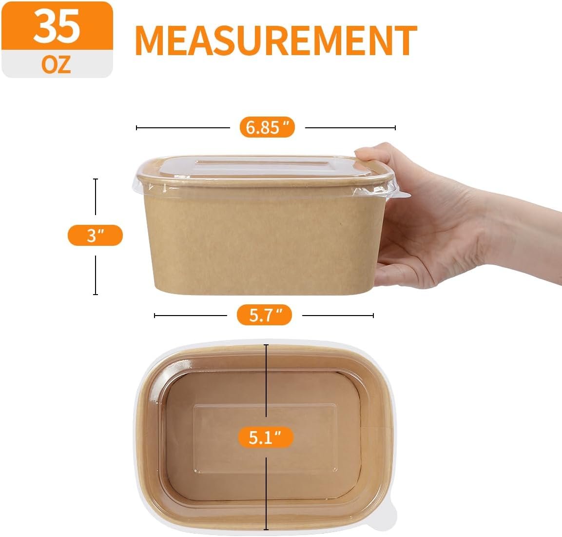 Contenedores de comida de papel de 35 oz con tapa, personalización de Logo, recipientes para preparar comidas aptos para microondas y congelador, 50 tazones y 50 tapas de un Proveedor.