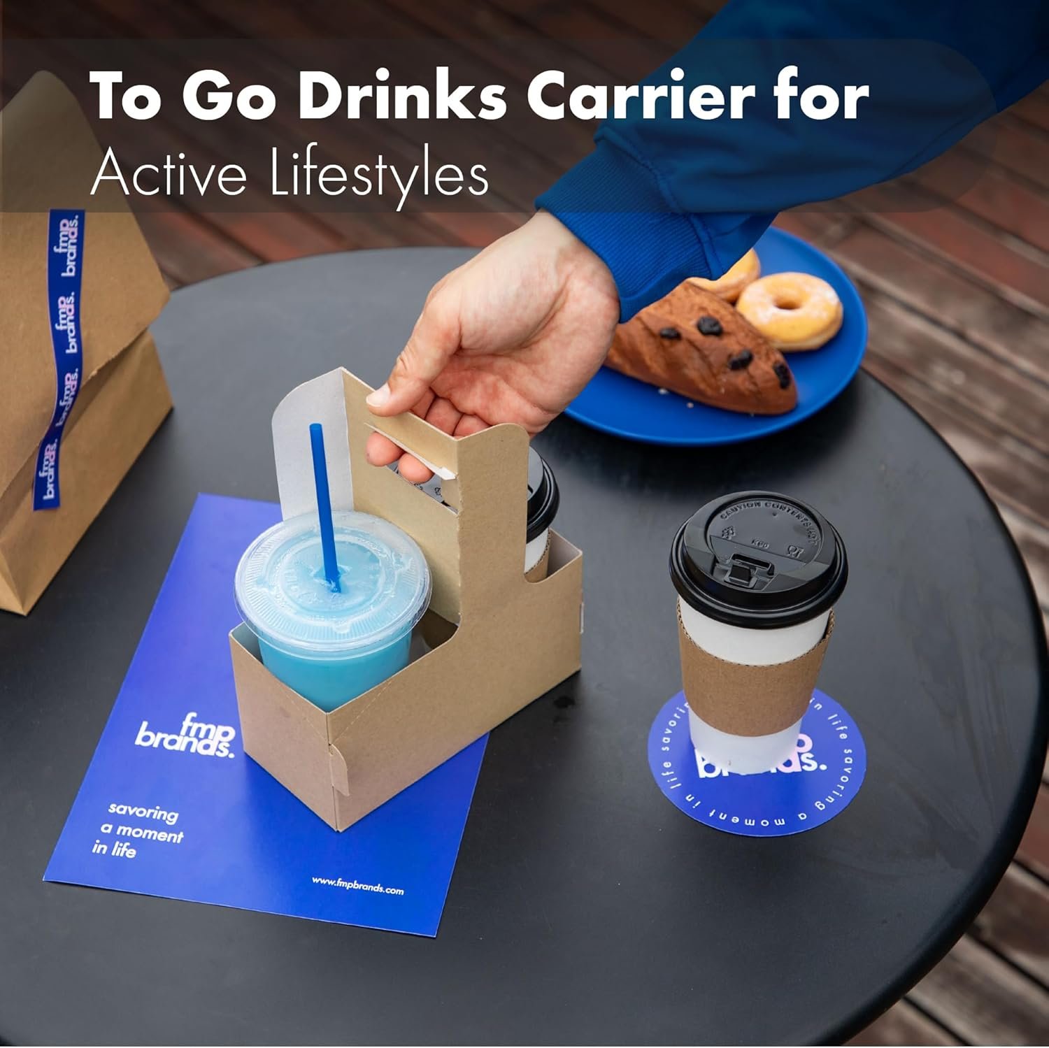 Logo Personalizado Porta Vasos Desechable de 2 Tazas con Asa, 15 Paquetes de Soportes de Papel Kraft para Bebidas de 12-30 oz, Ideal para Café para Llevar y Otras Bebidas, Fabricante de Soluciones para el Día de San Valentín y el Día de la Madre.