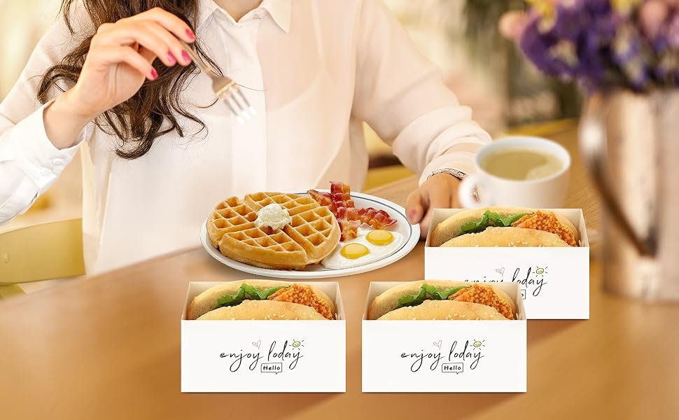 Caja para llevar 60 unidades con Logo Personalizado, envases para sándwiches, donuts, hamburguesas y pasteles, ideal para Marca Blanca, Proveedor de soluciones de empaque.