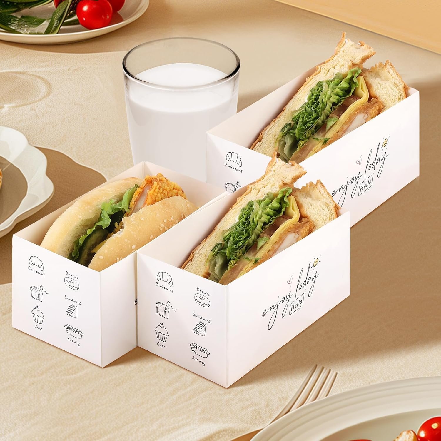 Caja para llevar 60 unidades con Logo Personalizado, envases para sándwiches, donuts, hamburguesas y pasteles, ideal para Marca Blanca, Proveedor de soluciones de empaque.