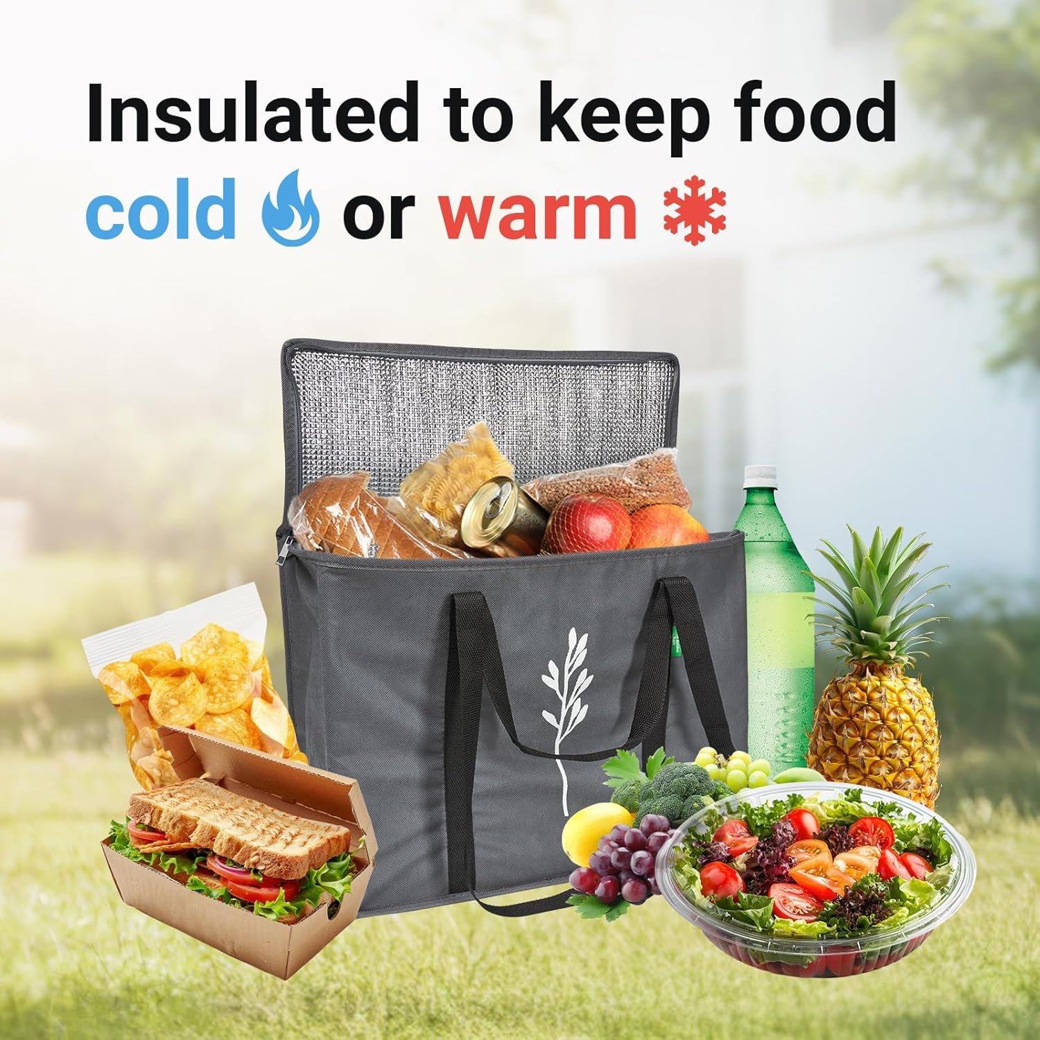 Bolsas térmicas reutilizables personalizadas con logo – Pack de 2, foldables, ideales para uso diario, compras, entregas de alimentos – 16”x9”x13”, marca blanca de fábrica. Bolsas térmicas reutilizables personalizadas con logo – Pack de 2, foldables, ideales para uso diario, compras, entregas de alimentos – 16”x9”x13”, marca blanca de fábrica.