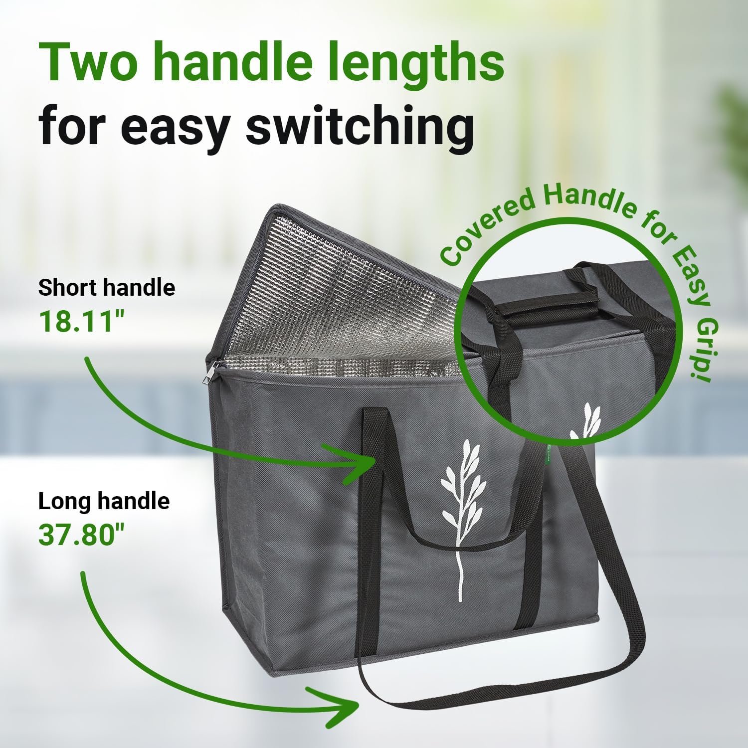 Bolsas térmicas reutilizables personalizadas con logo – Pack de 2, foldables, ideales para uso diario, compras, entregas de alimentos – 16”x9”x13”, marca blanca de fábrica. Bolsas térmicas reutilizables personalizadas con logo – Pack de 2, foldables, ideales para uso diario, compras, entregas de alimentos – 16”x9”x13”, marca blanca de fábrica.