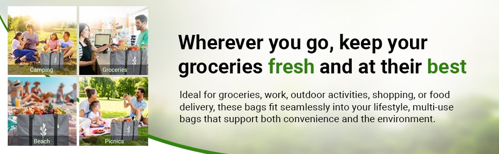 Bolsas térmicas reutilizables personalizadas con logo – Pack de 2, foldables, ideales para uso diario, compras, entregas de alimentos – 16”x9”x13”, marca blanca de fábrica. Bolsas térmicas reutilizables personalizadas con logo – Pack de 2, foldables, ideales para uso diario, compras, entregas de alimentos – 16”x9”x13”, marca blanca de fábrica.