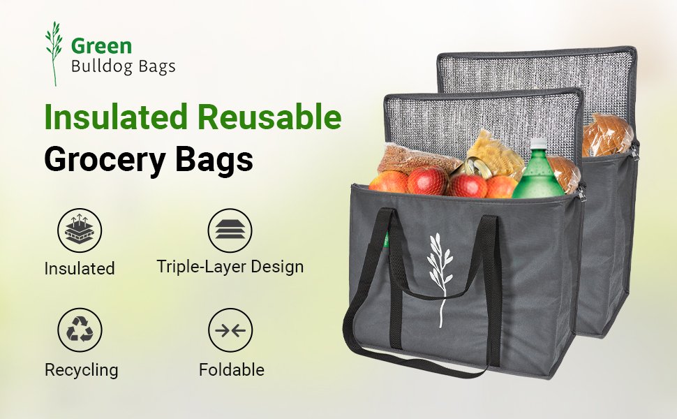 Bolsas térmicas reutilizables personalizadas con logo – Pack de 2, foldables, ideales para uso diario, compras, entregas de alimentos – 16”x9”x13”, marca blanca de fábrica. Bolsas térmicas reutilizables personalizadas con logo – Pack de 2, foldables, ideales para uso diario, compras, entregas de alimentos – 16”x9”x13”, marca blanca de fábrica.