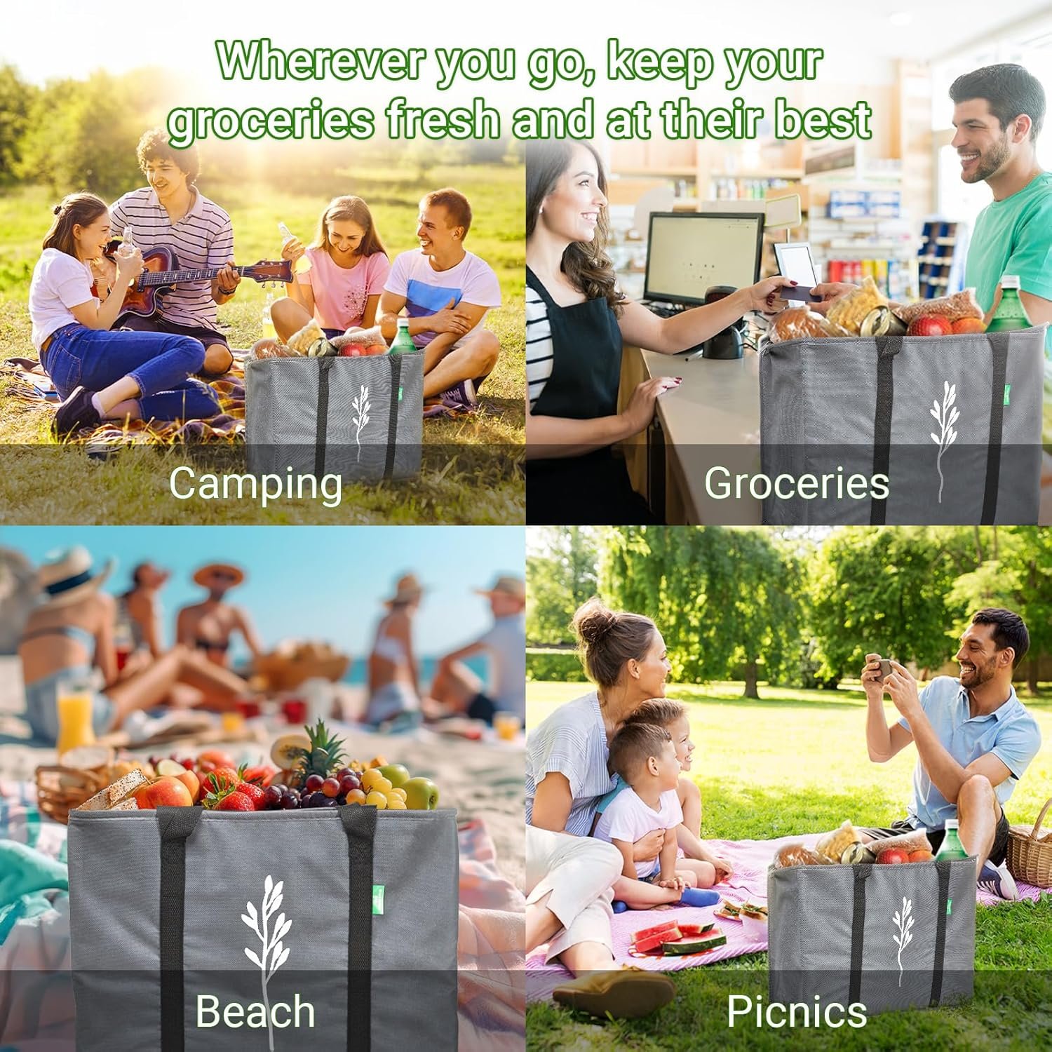 Bolsas térmicas reutilizables personalizadas con logo – Pack de 2, foldables, ideales para uso diario, compras, entregas de alimentos – 16”x9”x13”, marca blanca de fábrica. Bolsas térmicas reutilizables personalizadas con logo – Pack de 2, foldables, ideales para uso diario, compras, entregas de alimentos – 16”x9”x13”, marca blanca de fábrica.