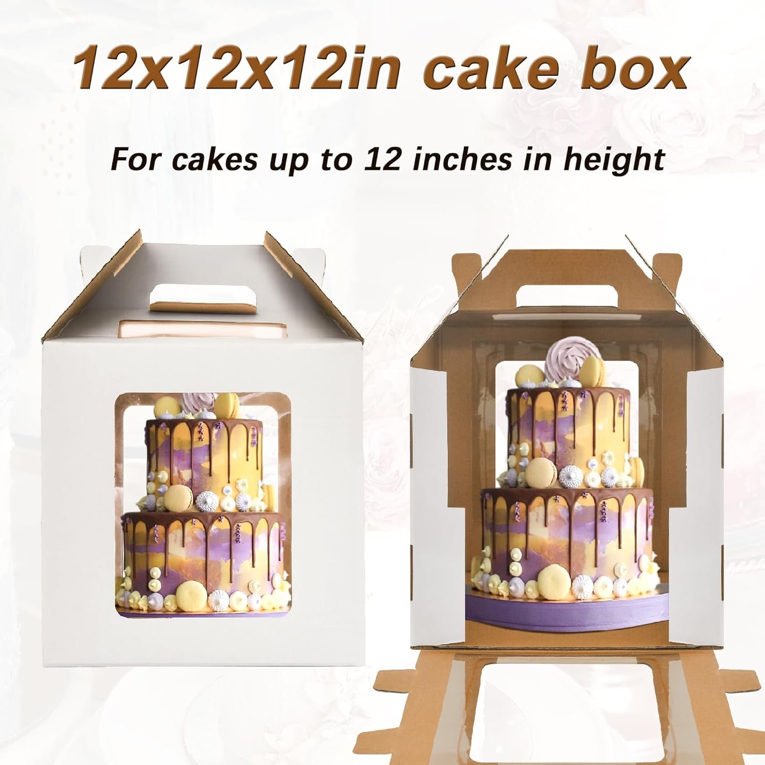 Logo Personalizado cajas para pasteles altas de 12x12x12 pulgadas con ventanas, portacakes de 10 y 12 pulgadas, caja grande para pasteles en capas, caja de pasteles duradera blanca (1 paquete) de Proveedor. Logo Personalizado cajas para pasteles altas de 12x12x12 pulgadas con ventanas, portacakes de 10 y 12 pulgadas, caja grande para pasteles en capas, caja de pasteles duradera blanca (1 paquete) de Proveedor.