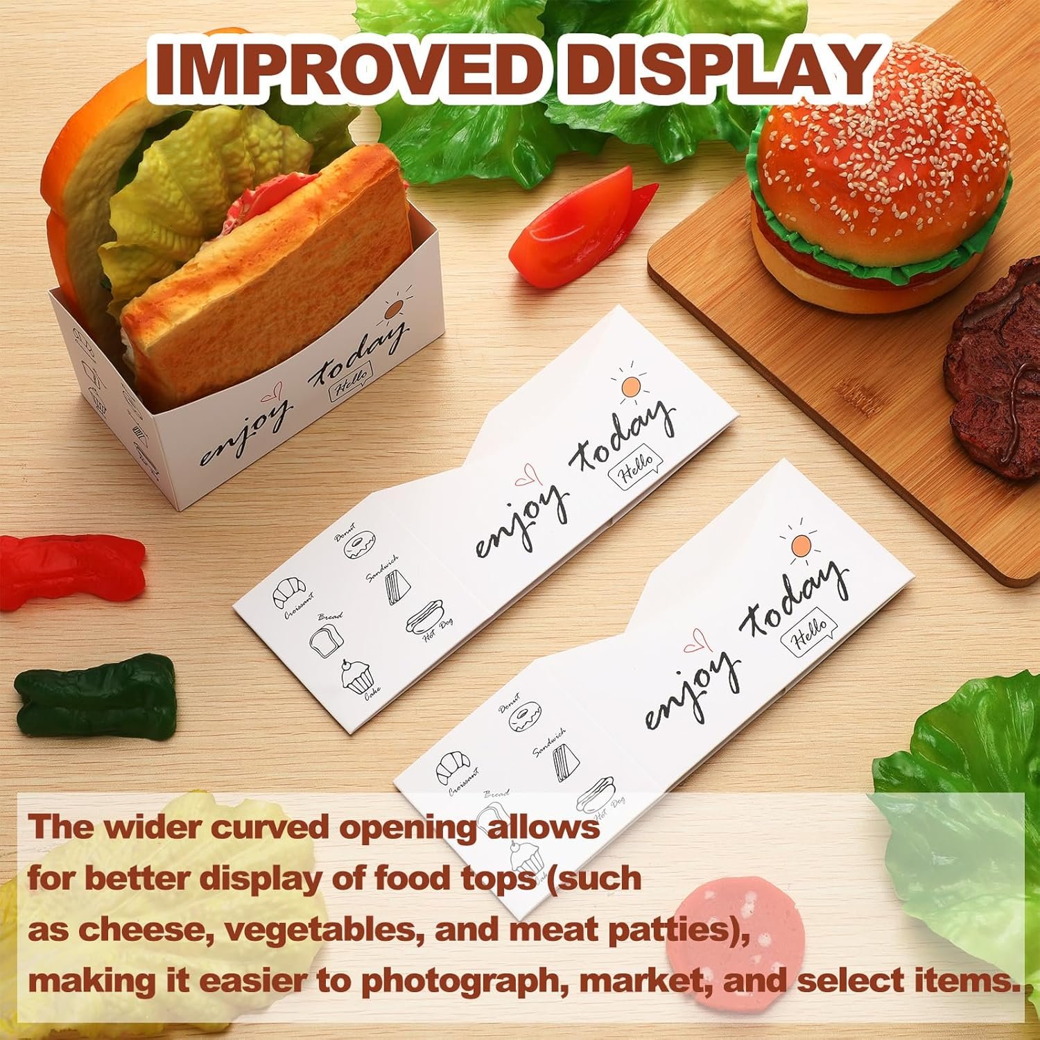 Cajas de papel plegables para sándwich, 100 piezas 5