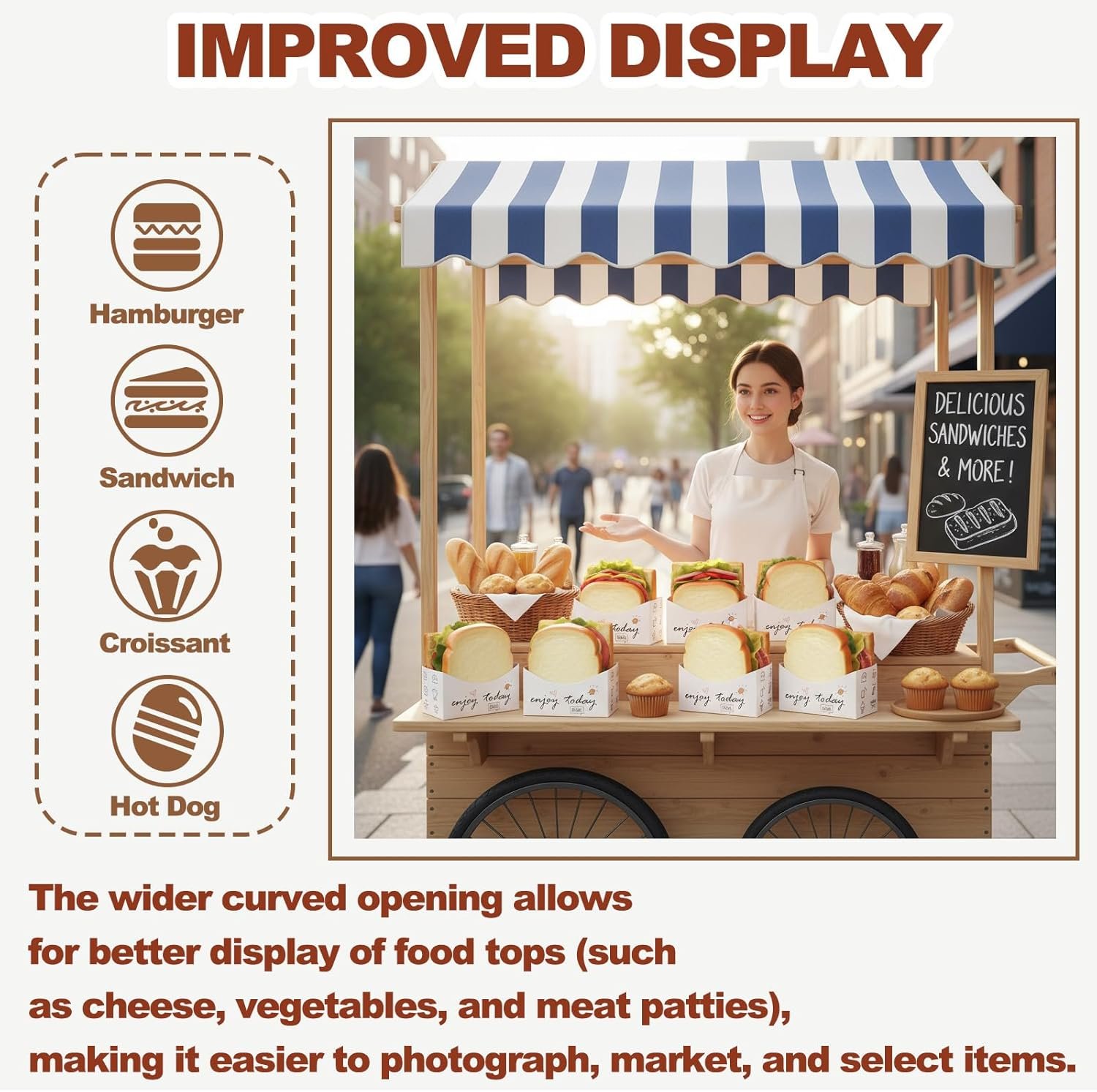 Cajas de papel plegables para sándwich, 100 piezas 5