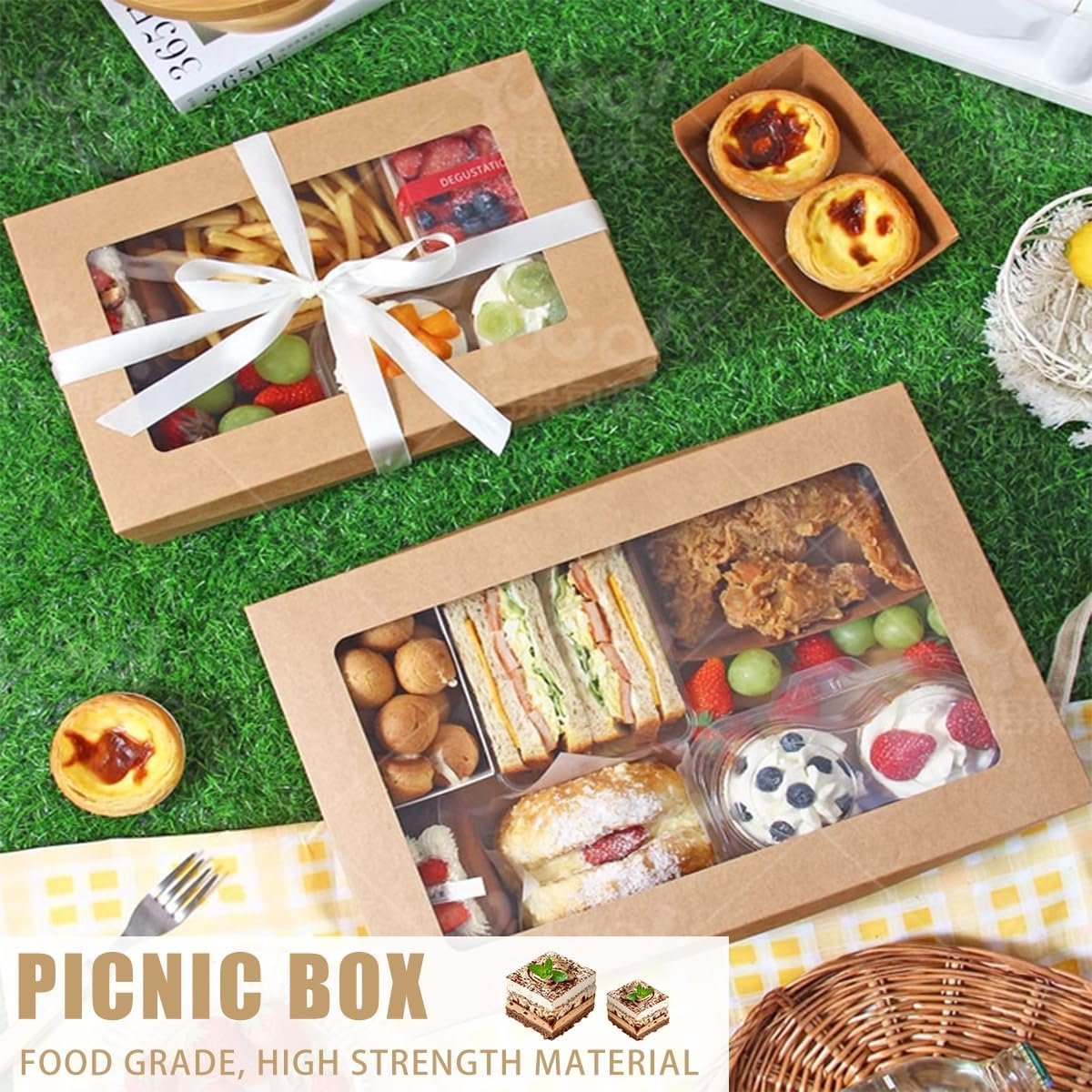 Cajas de pastelería con ventana, 10 unidades, 11.8x7.87x3.15 pulgadas, cajas de cartón para galletas, contenedores para llevar pasteles, tartas, muffins y pasteles, Marca Blanca, Proveedor.