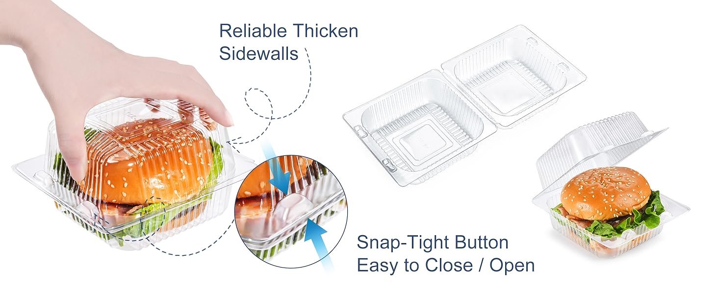 Logo Personalizado Contenedores de comida desechables, 100 unidades de bandejas de plástico transparente con tapa, ideales para postres, hamburguesas, porciones de pastel, galletas, ensaladas y snacks, disponible a través de nuestro Proveedor. Logo Personalizado Contenedores de comida desechables, 100 unidades de bandejas de plástico transparente con tapa, ideales para postres, hamburguesas, porciones de pastel, galletas, ensaladas y snacks, disponible a través de nuestro Proveedor.