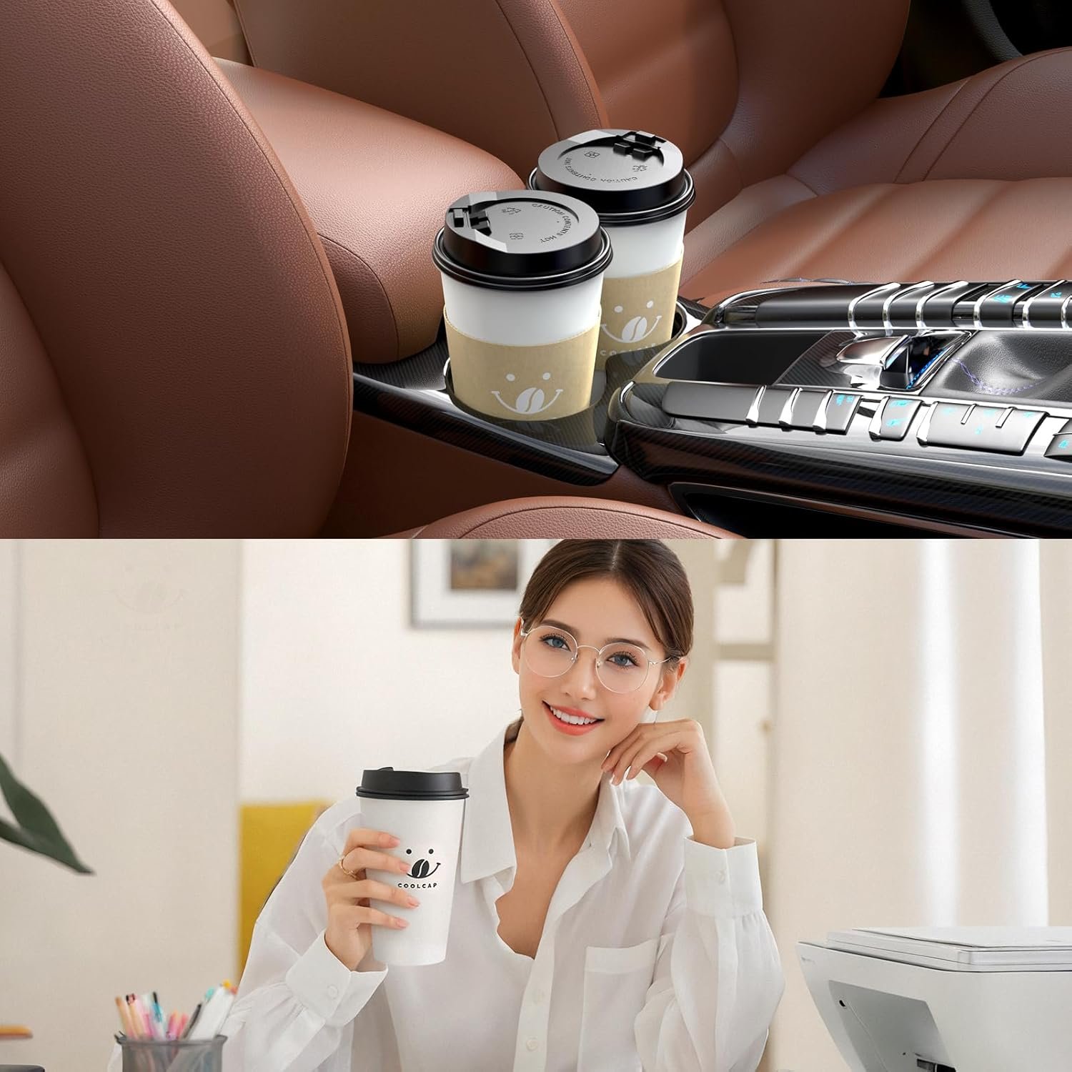 Tazas de café de 16 onzas con tapas y mangas, 100 unidades a granel para bebidas calientes, marca blanca personalizable, proveedor de tazas de papel desechables para café caliente.