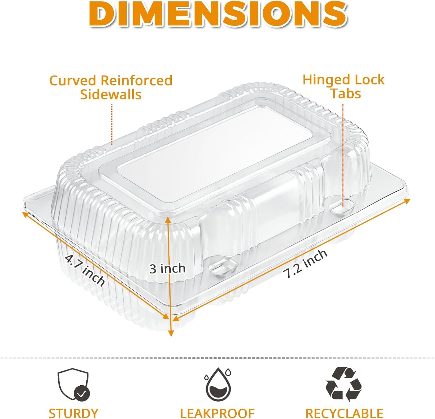 Contenedores plásticos transparentes con bisagra 40 unidades, cajas desechables para alimentos con tapa, ideales para postres, porciones de pastel, sándwiches, ensaladas y galletas (7.2 × 4.7 × 3 pulgadas) con Logo Personalizado, fabricación de alta calidad en Fábrica.