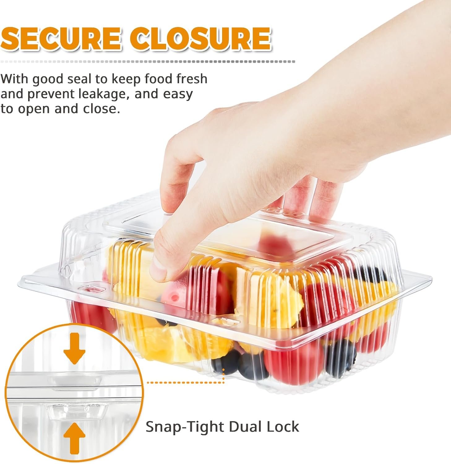 Contenedores plásticos transparentes con bisagra 40 unidades, cajas desechables para alimentos con tapa, ideales para postres, porciones de pastel, sándwiches, ensaladas y galletas (7.2 × 4.7 × 3 pulgadas) con Logo Personalizado, fabricación de alta calidad en Fábrica.