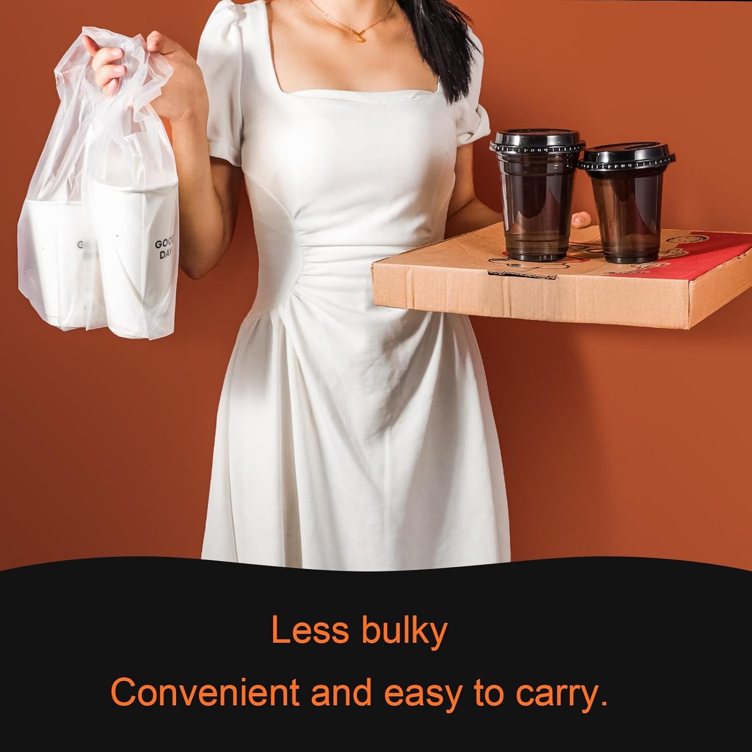 Logo Personalizado para Transportar Bebidas, Porta Vasos Transparente con Asa para Café, Té, Jugo, Bolsas Plásticas para Bebidas, Soluciones Portátiles para Llevar de Café/Restaurante/Bar (1 vaso, 100 Unidades) Proveedor